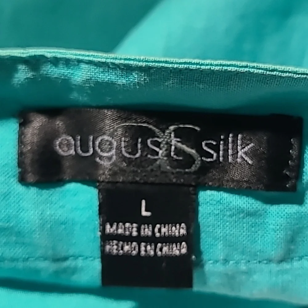 Top Size Large Turquoise Blue Linen Sleeveless Vacation Travel Casual Beach Cute - Picture 6 of 6